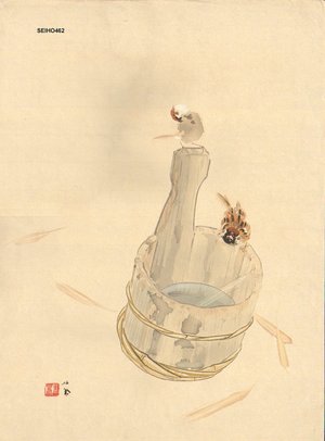 Takeuchi, Seiho: Sparrow in bucket - Asian Collection Internet Auction