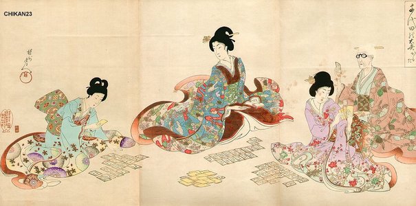 豊原周延: 100 Poets card game - Asian Collection Internet Auction