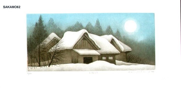 Sakamoto, Koichi: MIHARU TSUKI (thatched houses with moon) - Asian Collection Internet Auction