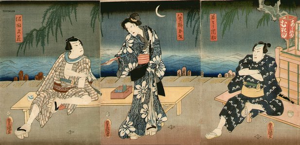 Utagawa Kunisada: Actor roles in cartouches not translated - Asian Collection Internet Auction