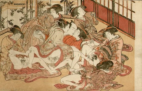 Attributed to Masanobu: Group pleasuring - Asian Collection Internet Auction