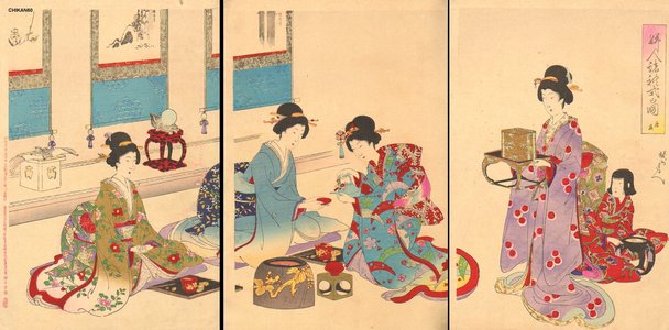 豊原周延: Serving tea - Asian Collection Internet Auction