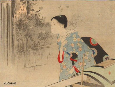 Mizuno Toshikata: Beauty and palanquin - Asian Collection Internet Auction