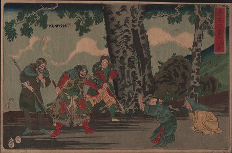 Utagawa Kuniyoshi: KOKAKU pleads with robbers - Asian Collection Internet Auction
