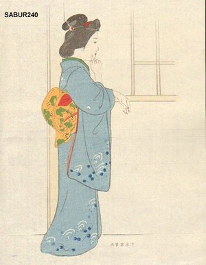 Attributed to Ota Saburo: Beauty at window - Asian Collection Internet Auction