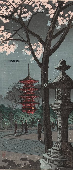 Takahashi Hiroaki: Cherry Blossoms at Ueno, Toshogu Shrine - Asian Collection Internet Auction