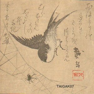 Katsukawa Taigaku: Swallow and spider - Asian Collection Internet Auction