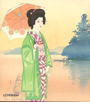 Unknown: BIJIN (beauty) by lake - Asian Collection Internet Auction