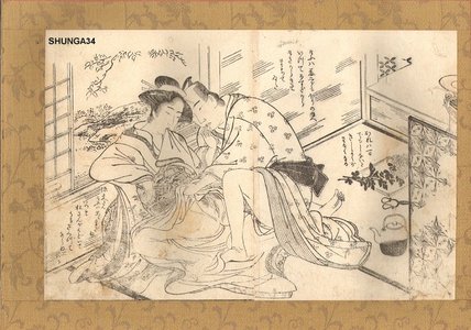 Katsukawa Shunsho: Lifting up kimono - Asian Collection Internet Auction