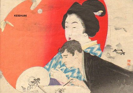 Takeuchi Keishu: Young painter and beauty - Asian Collection Internet Auction