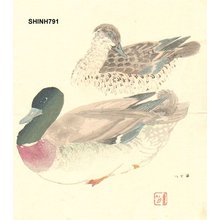 Japanischer Druck "Mallard ducks" von Not read (Seal not read)