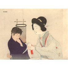Tomioka Eisen: GEISHA tempting boy with sake - Asian Collection Internet Auction