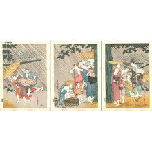 Kitagawa Utamaro: Rain Shower, Triptych - Asian Collection Internet Auction