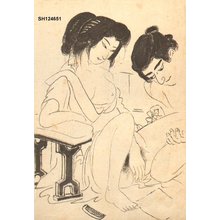 Not signed: Lover tattooing thigh - Asian Collection Internet Auction