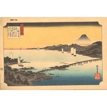 歌川広重: Eight Views of Omi, Evening Glow at Seta - Asian Collection Internet Auction