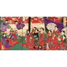 Toyohara Chikanobu: Cherry blossom viewing - Asian Collection Internet Auction