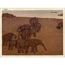 Yoshida Toshi: Wildlife (Elephants) - Asian Collection Internet Auction