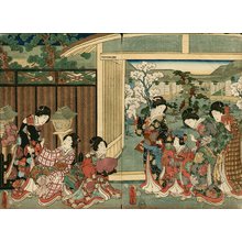 Utagawa Kunisada: Garden with cherry in bloom - Asian Collection Internet Auction