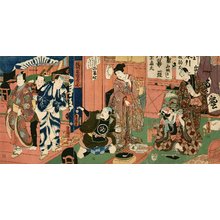 歌川国貞: Seven actors backstage at a Kabuki theater - Asian Collection Internet Auction