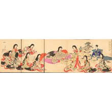 Toyohara Chikanobu, 豊原周延 (Chikanobu)による浮世絵「Wedding, pentaptych」