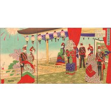 Kuniteru III: Emporer and empress view fireworks - Asian Collection Internet Auction