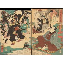 Utagawa Kuniyoshi, 歌川国芳 (Kuniyoshi)による浮世絵「Matabei with gods and demons」