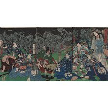 Toyohara Kunichika: Group of actors, two playing go game - Asian Collection Internet Auction