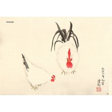 小林清親: Rooster and hen - Asian Collection Internet Auction
