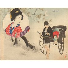 水野年方: Beauty and richshaw - Asian Collection Internet Auction