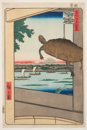 Japanese Print "Mannen Bridge at Fukagawa (Fukagawa Mannenbashi)" by Utagawa Hiroshige, 歌川広重 (Utagawa Hiroshige I 歌川 広重)