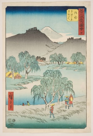 Japanese Print "No. 36, Goyu: Motono Plain and Motozaka Pass (Goyū, Motonogahara Motozaka goe)" by Utagawa Hiroshige, 歌川広重 (Utagawa Hiroshige I 歌川 広重)