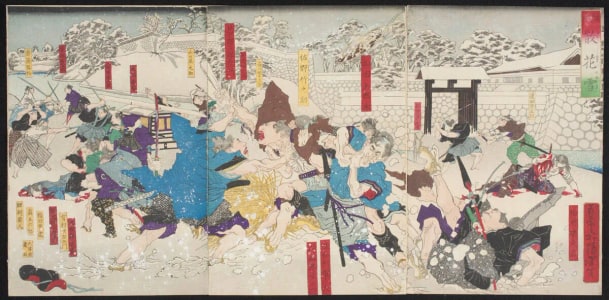 Japanese Print "Fallen Blossoms in the Snow" by Tsukioka Yoshitoshi, 月岡芳年 (Tsukioka Yoshitoshi 月岡 芳年, Rokkaen)