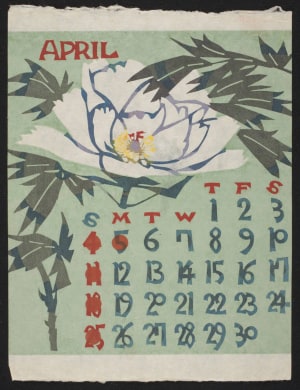 Estampe japonaise "April, 1976 – Peony" par Nishijima, Takeshi