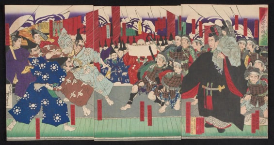 Japanese Print "Burning incense at Daitoku Temple in Murasakino" by Tsukioka Yoshitoshi, 月岡芳年 (Tsukioka Yoshitoshi 月岡 芳年)