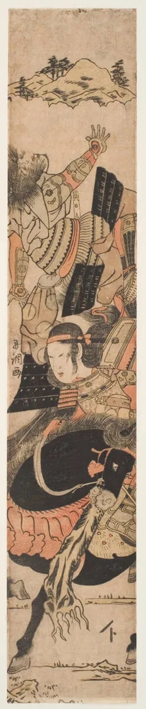 Japanese Print "Tomoe Gozen Fighting off Wada no Yoshimori" by Tamagawa Shucho, 玉川舟調 (Tamagawa Shūchō 玉川 舟調)