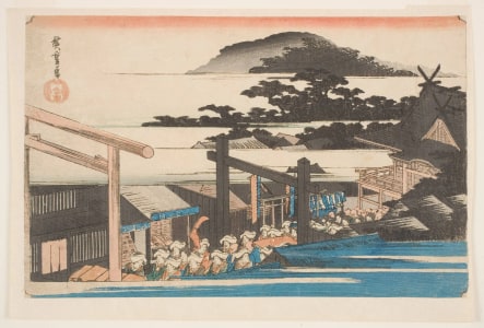 Japanese Print "The Precinct of the Shimnei Shinto Shrine in the Shaba District of Edo" by Utagawa Hiroshige, 歌川広重 (Utagawa Hiroshige I 歌川 広重)