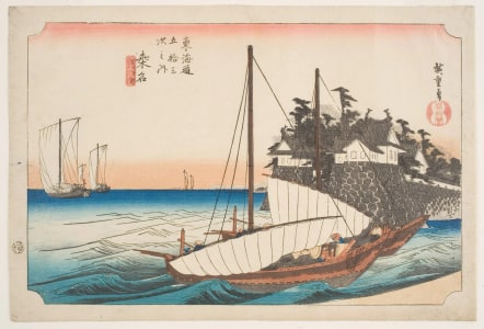 Japanese Print "Kuwana: The Mouth of the Seven-Ri" by Utagawa Hiroshige, 歌川広重 (Utagawa Hiroshige I 歌川 広重)