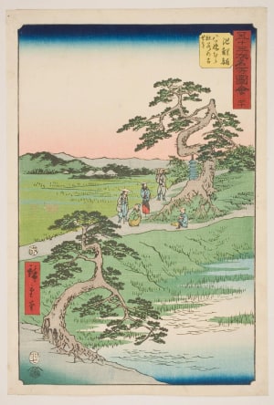 Japanese Print "Chiryū: The Former Site of the Irises at Yatsuhashi Village" by Utagawa Hiroshige, 歌川広重 (Utagawa Hiroshige I 歌川 広重)