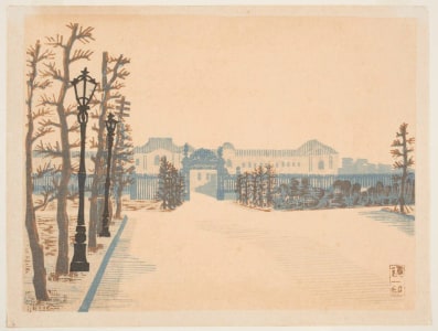 Un'ichi Hiratsuka创作的日本版画《Akasaka Palace》