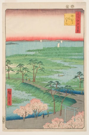 Japanese Print "Moto-Hachiman Shrine, Sunamura (Sunamura Motohachiman)" by Utagawa Hiroshige, 歌川広重 (Utagawa Hiroshige I 歌川 広重)