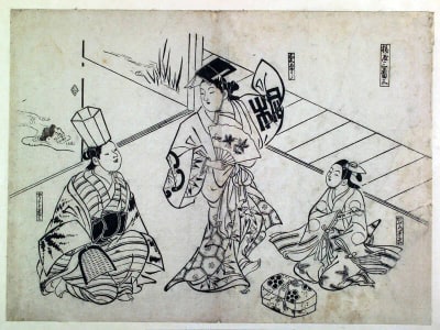 Japanese Print "Sambaso Dance in a Brothel (Ageya Sanbaso)" by Okumura Masanobu, 奥村政信 (Okumura Masanobu 奥村 政信)