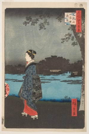 Japanese Print "Night View of Matsuchiyama and the San’ya Canal" by Utagawa Hiroshige, 歌川広重 (Utagawa Hiroshige I 歌川 広重)