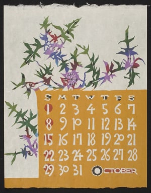 Estampe japonaise "October, 1972 – Thistles" par Takeshi Nishijima