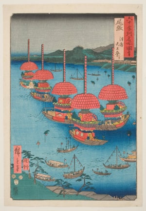 Japanese Print "Owari Province: the Tenno Festival at Tsushima" by Utagawa Hiroshige, 歌川広重 (Utagawa Hiroshige I 歌川 広重)