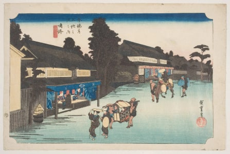 Japanese Print "Narami: Shops for the Sale of Shibori" by Utagawa Hiroshige, 歌川広重 (Utagawa Hiroshige I 歌川 広重)