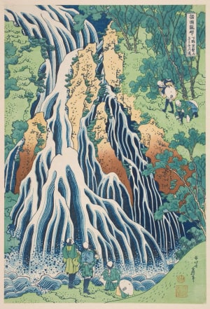Japanese Print "Kirifuri Waterfall on Mount Kurokami in Shimotsuke Province" by Katsushika Hokusai, 葛飾北斎 (Katsushika Hokusai 葛飾 北斎)
