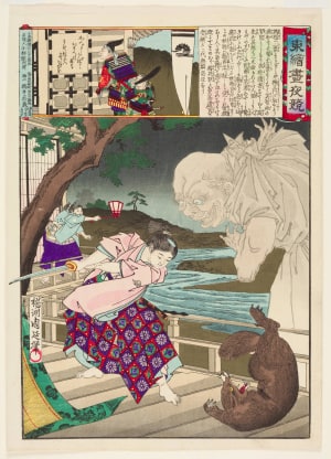 Japanese Print "The Warrior Kusunoki Masatsura" by Toyohara Chikanobu, 豊原周延 (Toyohara Chikanobu)