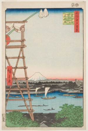 Japanese Print "Ryōgoku Ekōin and Moto-Yanagibashi Bridge" by Utagawa Hiroshige, 歌川広重 (Utagawa Hiroshige I 歌川 広重)