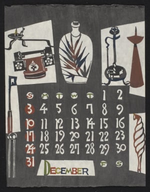 Estampe japonaise "December - Calendar 1972" par Takeshi Nishijima