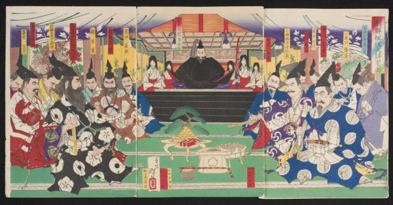 Japanese Print "View of the great conference on the conquest of Korea" by Tsukioka Yoshitoshi, 月岡芳年 (Tsukioka Yoshitoshi 月岡 芳年)